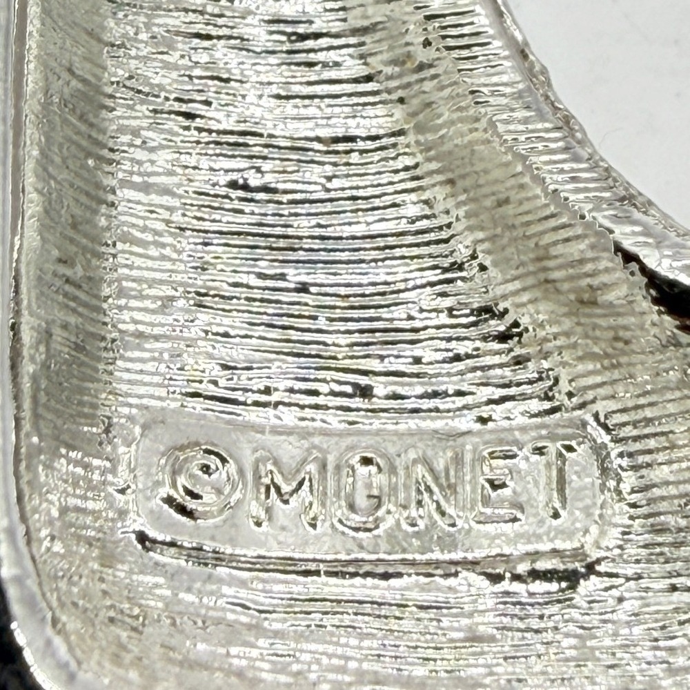 Monet Silver Pendant Necklace Modernist Long Chain Signed 26" - Picture 7 of 8